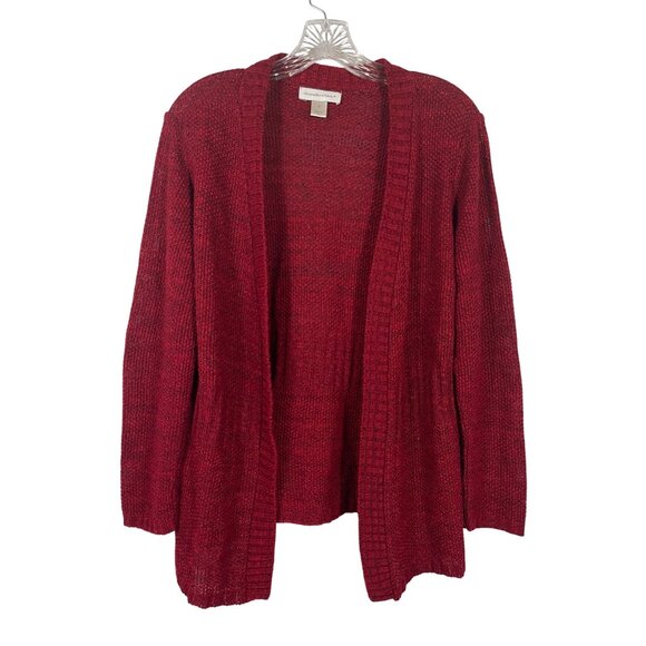 Christopher Banks Red Acrylic Open Front Cardigan Sweater Women Size Medium - Picture 1 of 5
